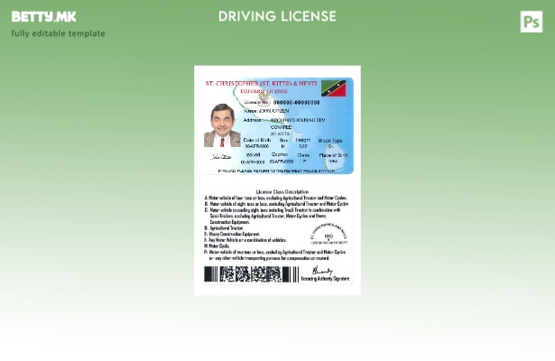 Модерен стил шаблон за возачка дозвола Сент Китс и Невис